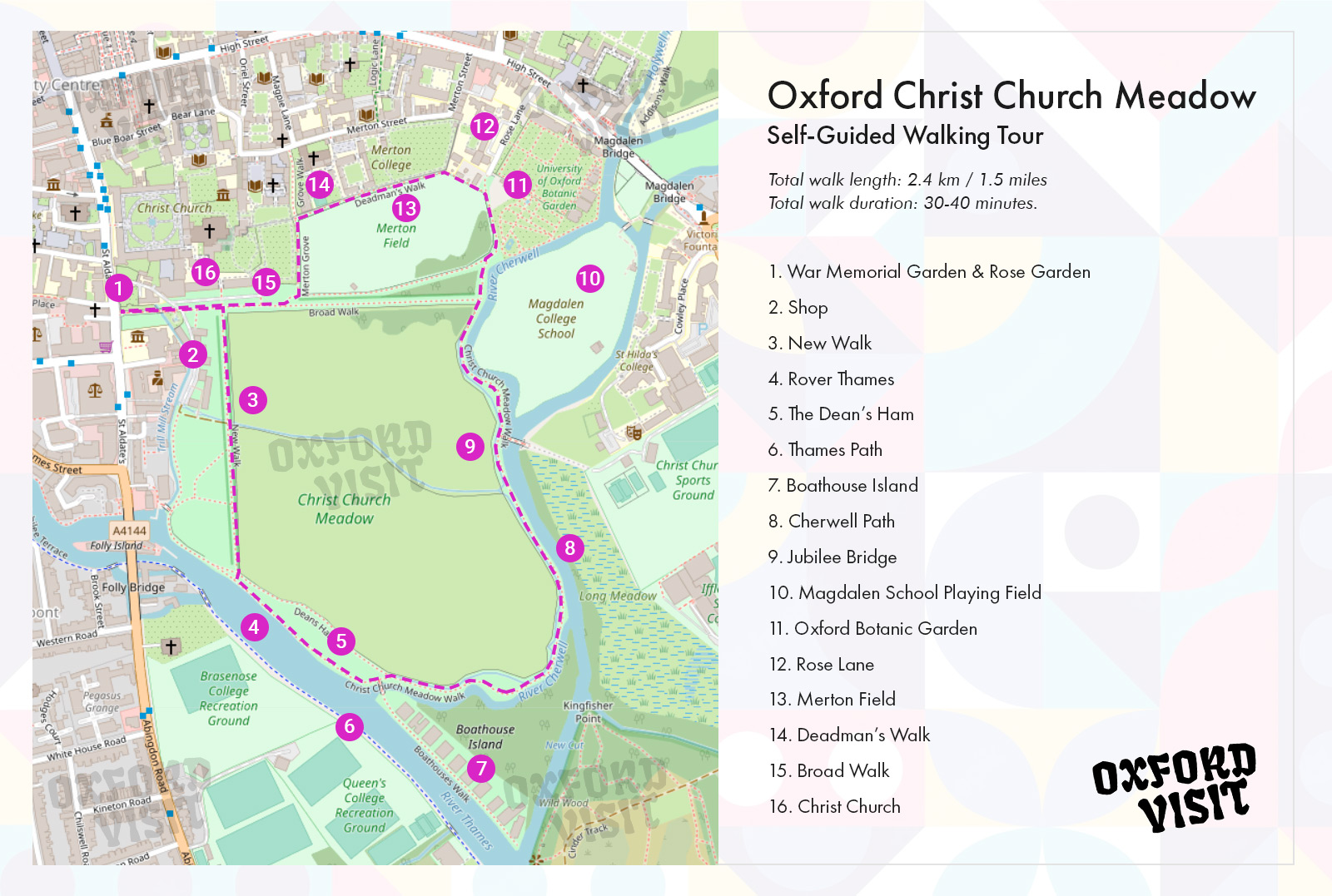 Oxford Maps: Self-Guided Christ Church Meadow Walking Tour