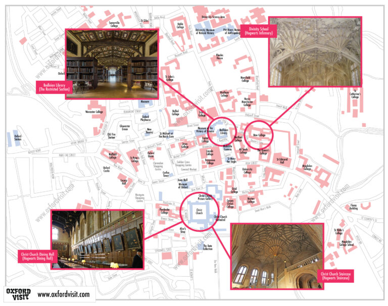 Map of Oxford Harry Potter Filming Locations