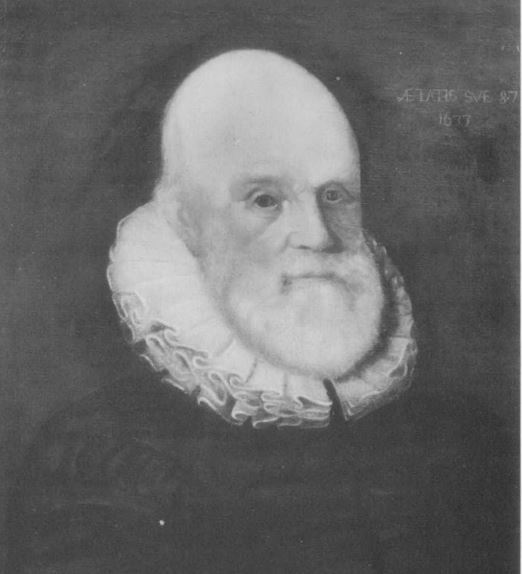Thomas Allen (1540-1632) depicted in a portrait of Trinity College, Oxford.