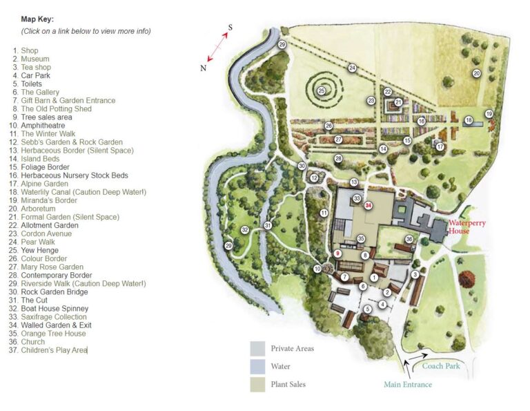 A map of Waterperry Gardens