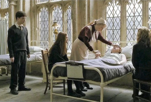 From the movies: The Hospital Wing when Ron is being treated.